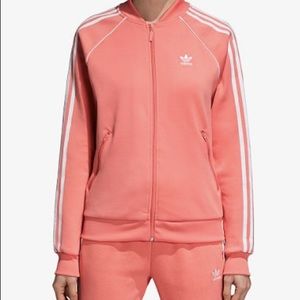 Adidas Originals Three-Stripe Track Jacket in Rose